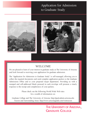 University of Arizona Graduate Admission Application