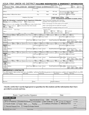 Agua Fria Union High School District Enrollment Form