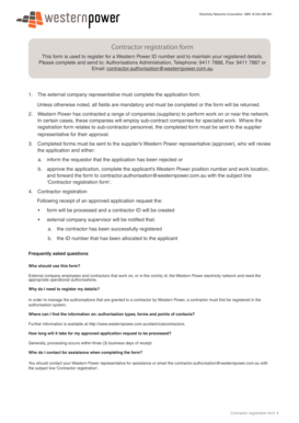 Western Power Contractor Registration Form