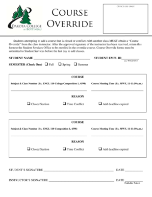 Course Override Form