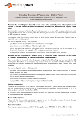 Service Standard Payments Claim Form
