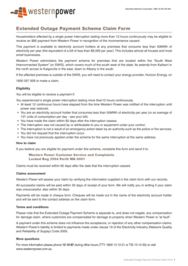 Extended Outage Payment Scheme Claim Form