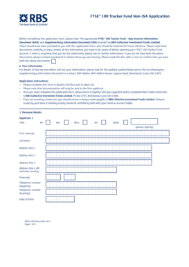 FTSE 100 Tracker Fund Non-ISA Application