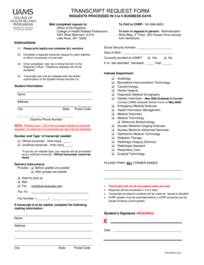 UAMS Transcript Request Form