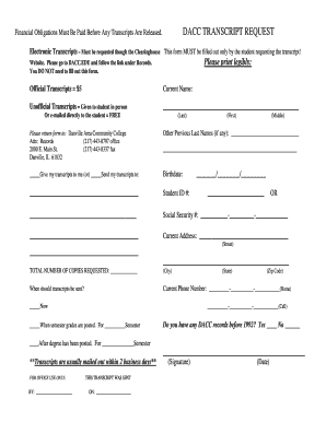 DACC Transcript Request Form