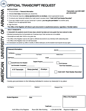 Official Transcript Request Form