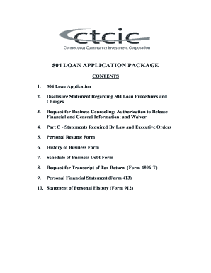 504 Loan Application Package