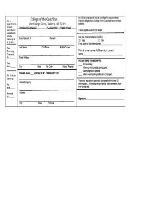 college of the ouachitas transcript request