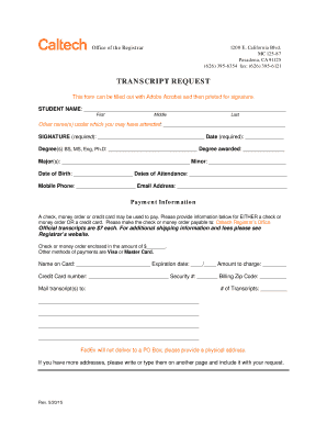 Caltech Transcript Request Form