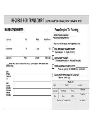CSU Stanislaus Transcript Request Form