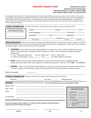 Contra Costa College Transcript Request Form