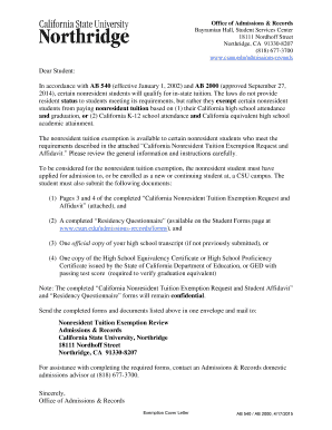 California Nonresident Tuition Exemption Request