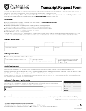 University of Saskatchewan Transcript Request Form