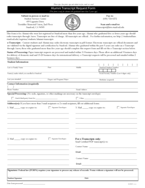 Alumni Transcript Request Form