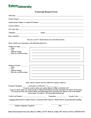 Transcript Request Form