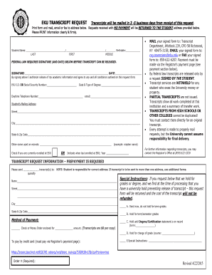 EKU Transcript Request Form