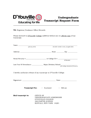 Undergraduate Transcript Request Form