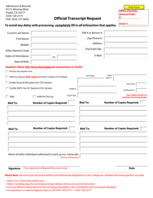 Official Transcript Request Form
