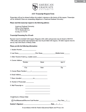 AGU Transcript Request Form