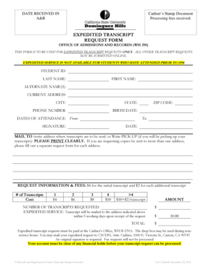 Expedited Transcript Request Form