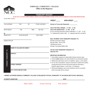 Norwalk Community College Transcript Request