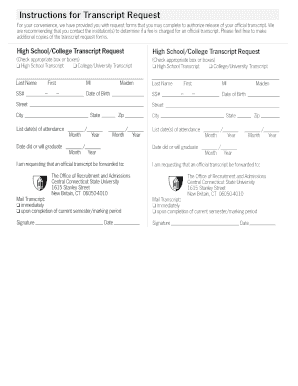 High School/College Transcript Request Form