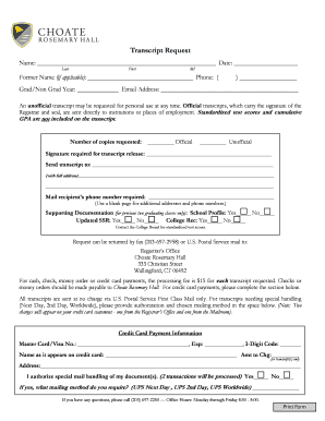 Transcript Request Form