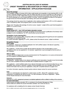 Australian College of Nursing Credit Transfer and RPL Application