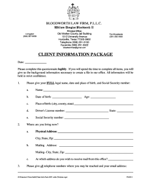 Client Information Package for Divorce with Children