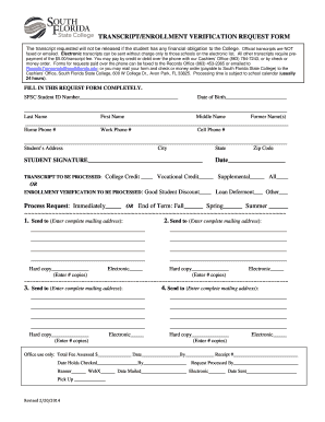 Transcript/Enrollment Verification Request Form
