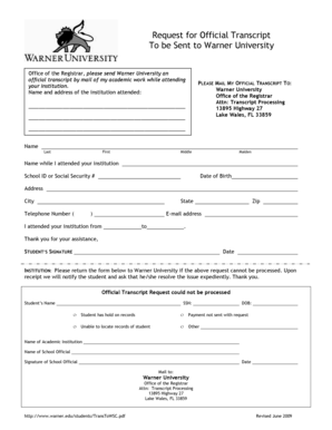 Request for Official Transcript