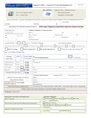 Gallaudet University Transcript Request Form