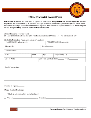 Official Transcript Request Form