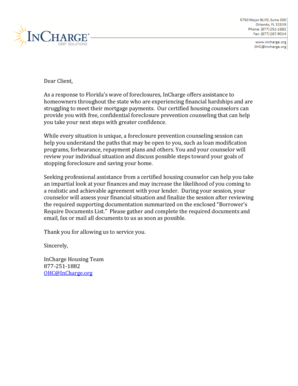 Florida Foreclosure Prevention Counseling Agreement