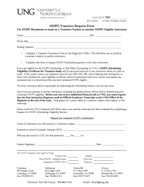 HOPE Transient Request Form