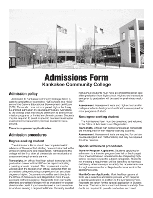 Kankakee Community College Admissions Form