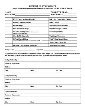 Request for Transcript Form