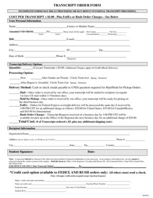 Transcript Order Form