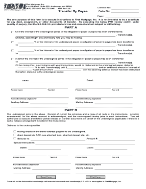 First Mortgage Transfer Instructions Form