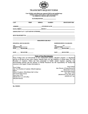 Transcript Request Form