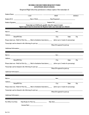 Humble ISD Records Request Form