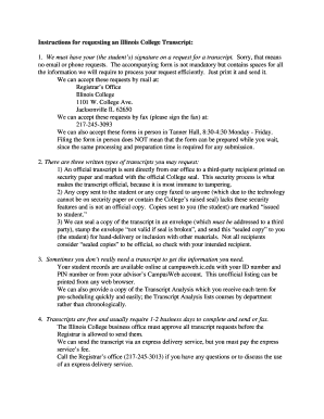 Illinois College Transcript Request Form