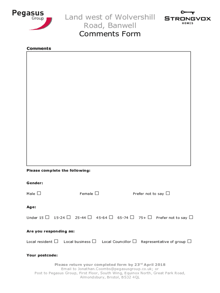 Fillable Online PDF Land west of Wolvershill Road, Banwell Comments