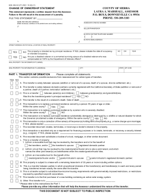 California Change of Ownership Statement
