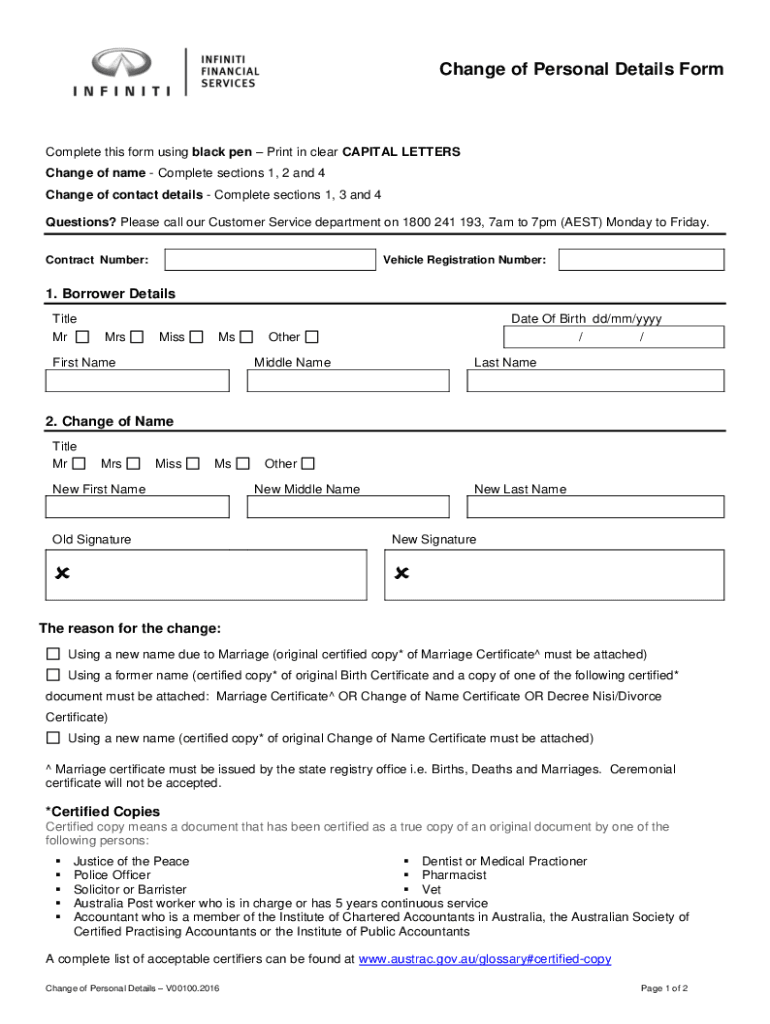 Fillable Online Change of Personal Details Form Amazon  Services