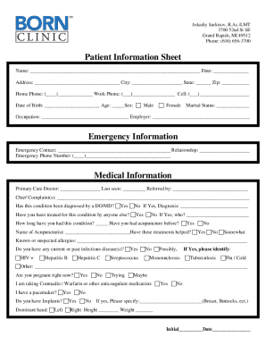 Fillable Online Emergency Information Medical Information Fax Email ...