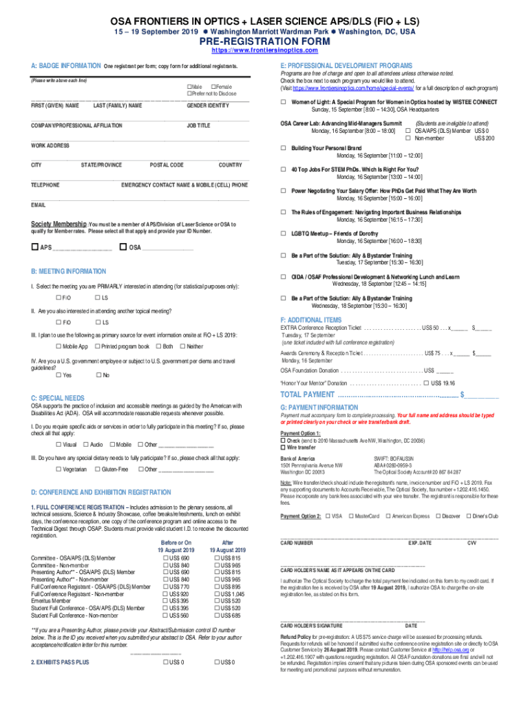 Fillable Online CLEO 2019 Attendee Registration Form Fax Email Print