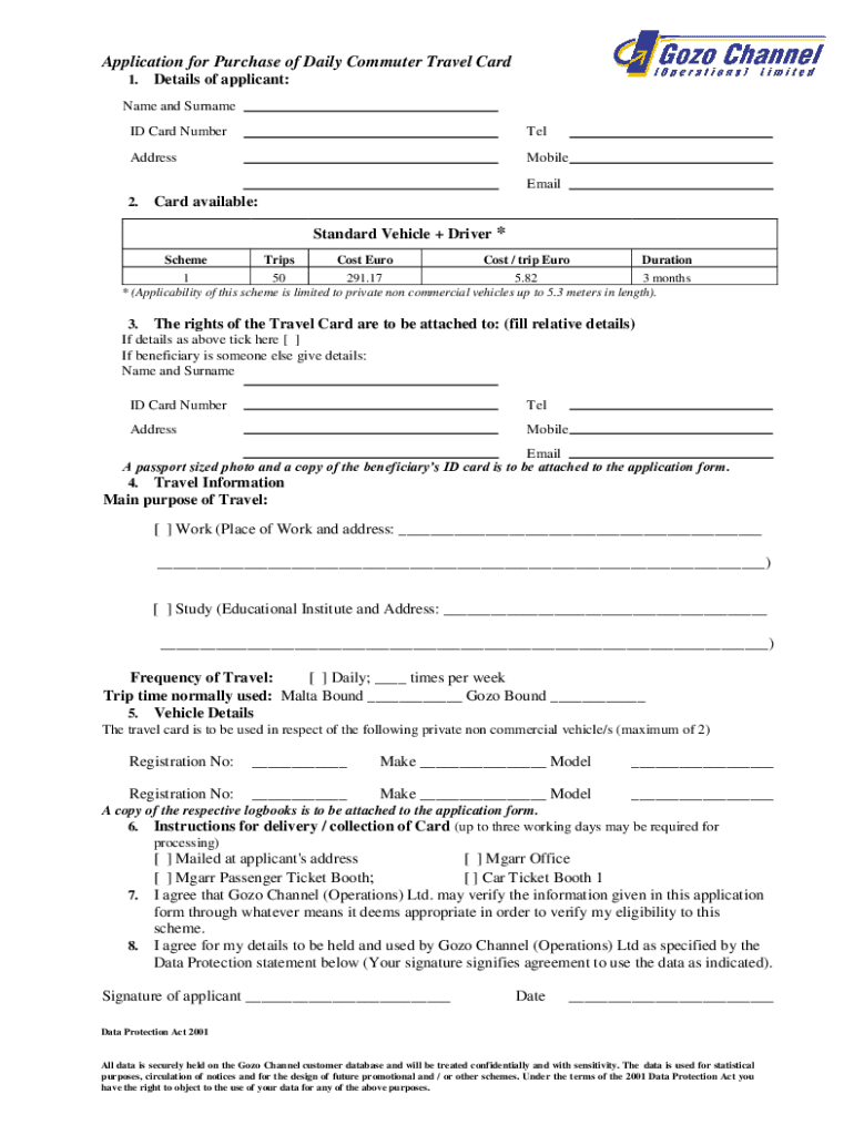 Fillable Online Daily Commuter Card Application for Forms NEW Fax Email