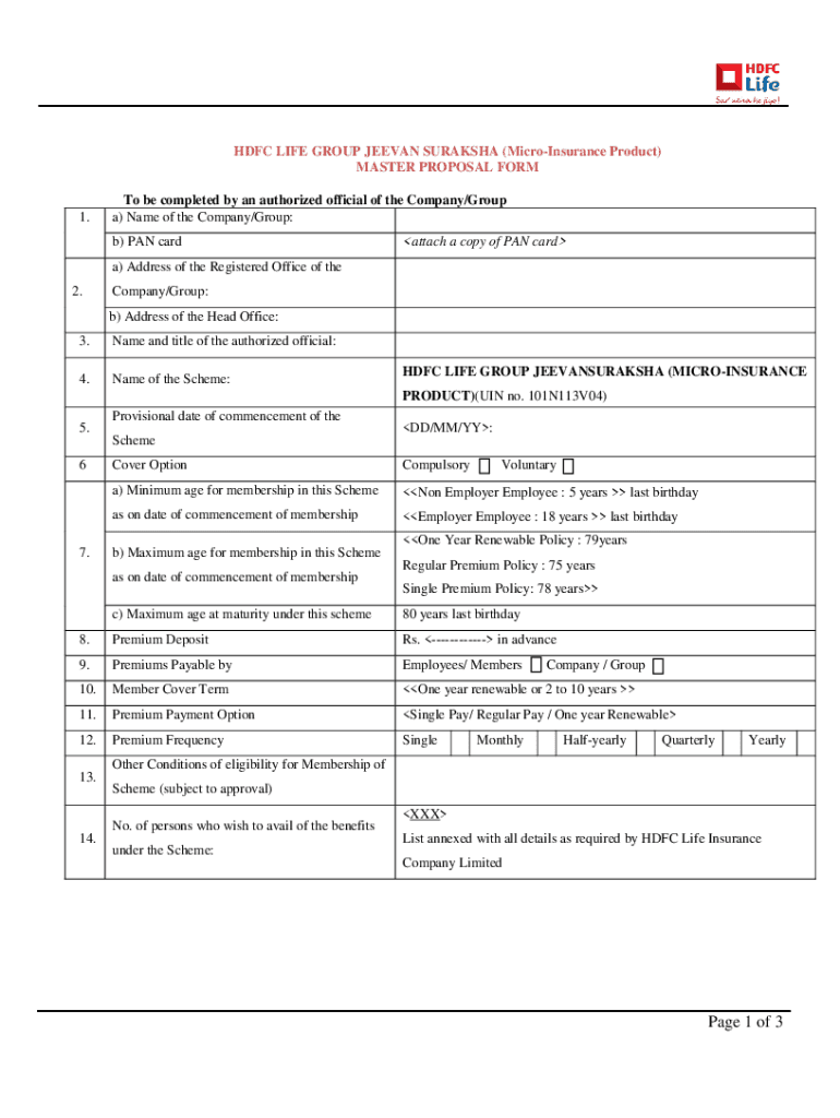 Fillable Online HDFC STANDARD LIFE ASSURANCE CO brandsitestatic