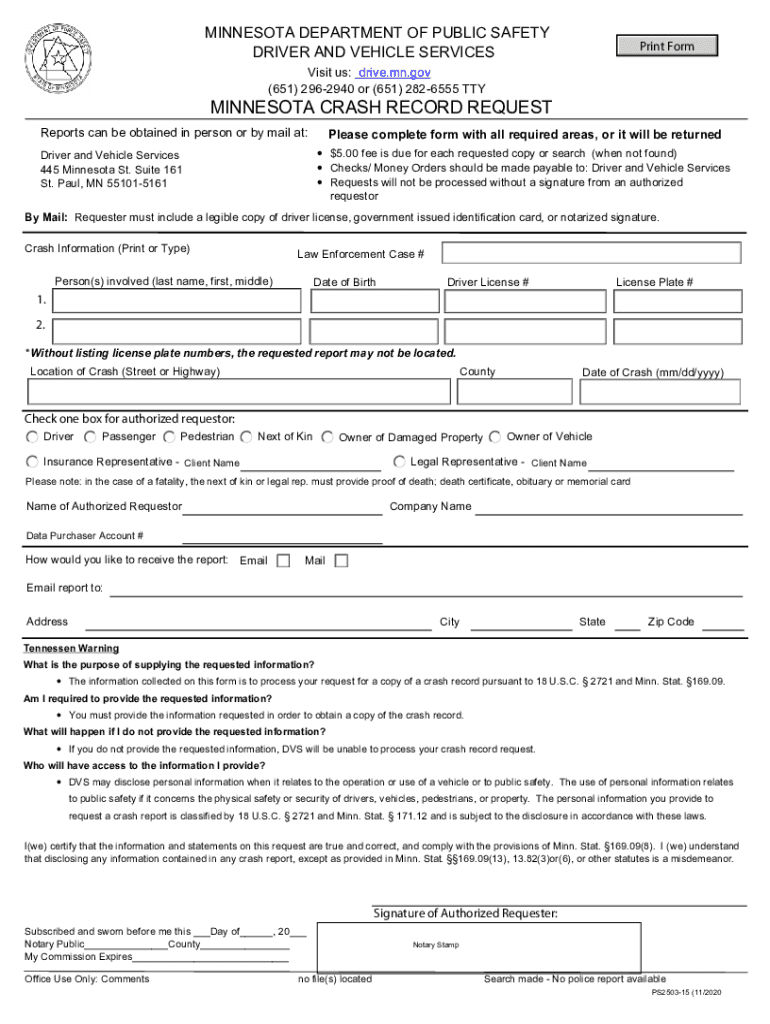 Crash Record Request For citizens to request a copy of crash record request Preview on Page 1